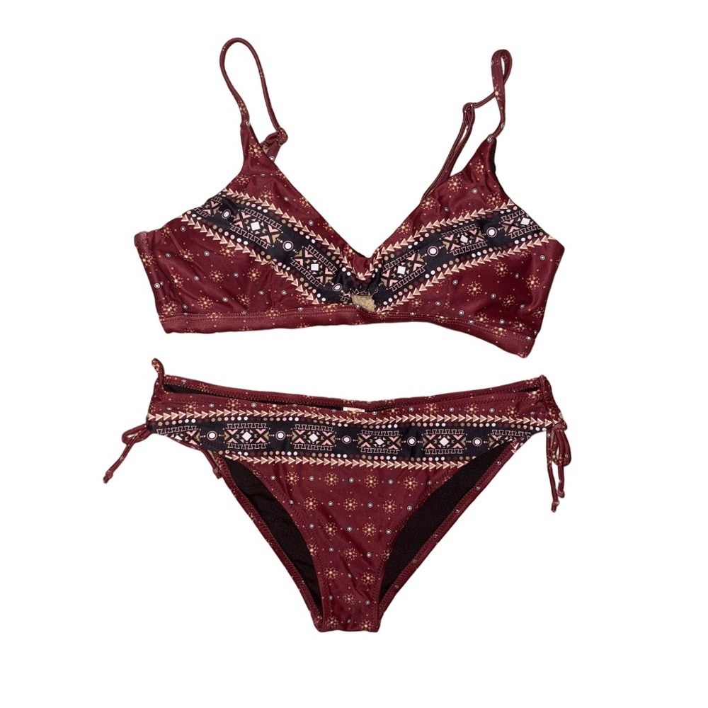 Cupshe Maroon Boho Printed Two-Piece Bikini Set
